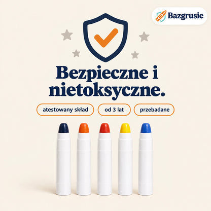 Bazgrusie - zmywalne, nietoksyczne kredki dla dzieci
