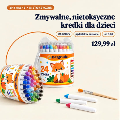 Bazgrusie - zmywalne, nietoksyczne kredki dla dzieci