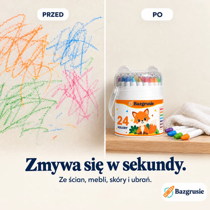 Bazgrusie - zmywalne, nietoksyczne kredki dla dzieci